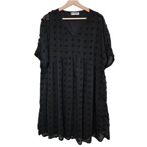 Ecowish Black Textured Dots Mini Dress